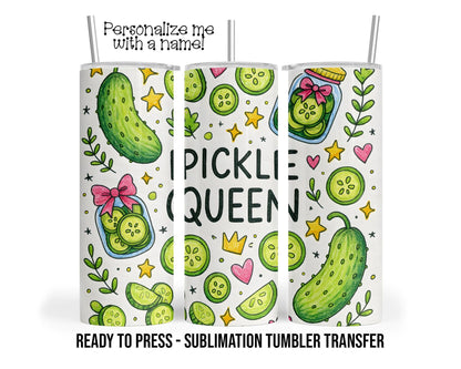 Pickle Queen, Pickle Doodles Sublimation Tumbler Transfer Print 20oz Tumbler, Ready To press Heat Transfer SHIPS NEXT DAY