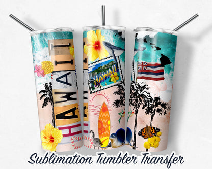 Hawaii  Sublimation Transfer Print For 20 oz Tumbler - 30 oz Skinny Tumbler - RTP - Heat Transfers