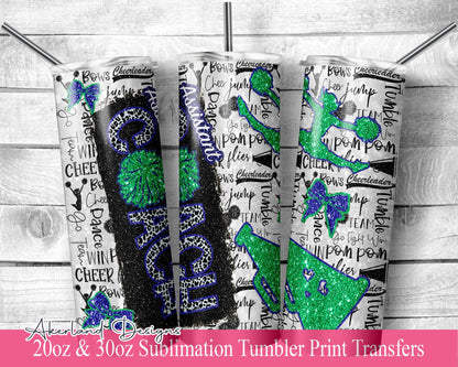 Green Gold Assistant Cheer COACH  Sublimation Transfer Print 20 oz -30 oz Tumbler - Ready To press - Heat Transfers
