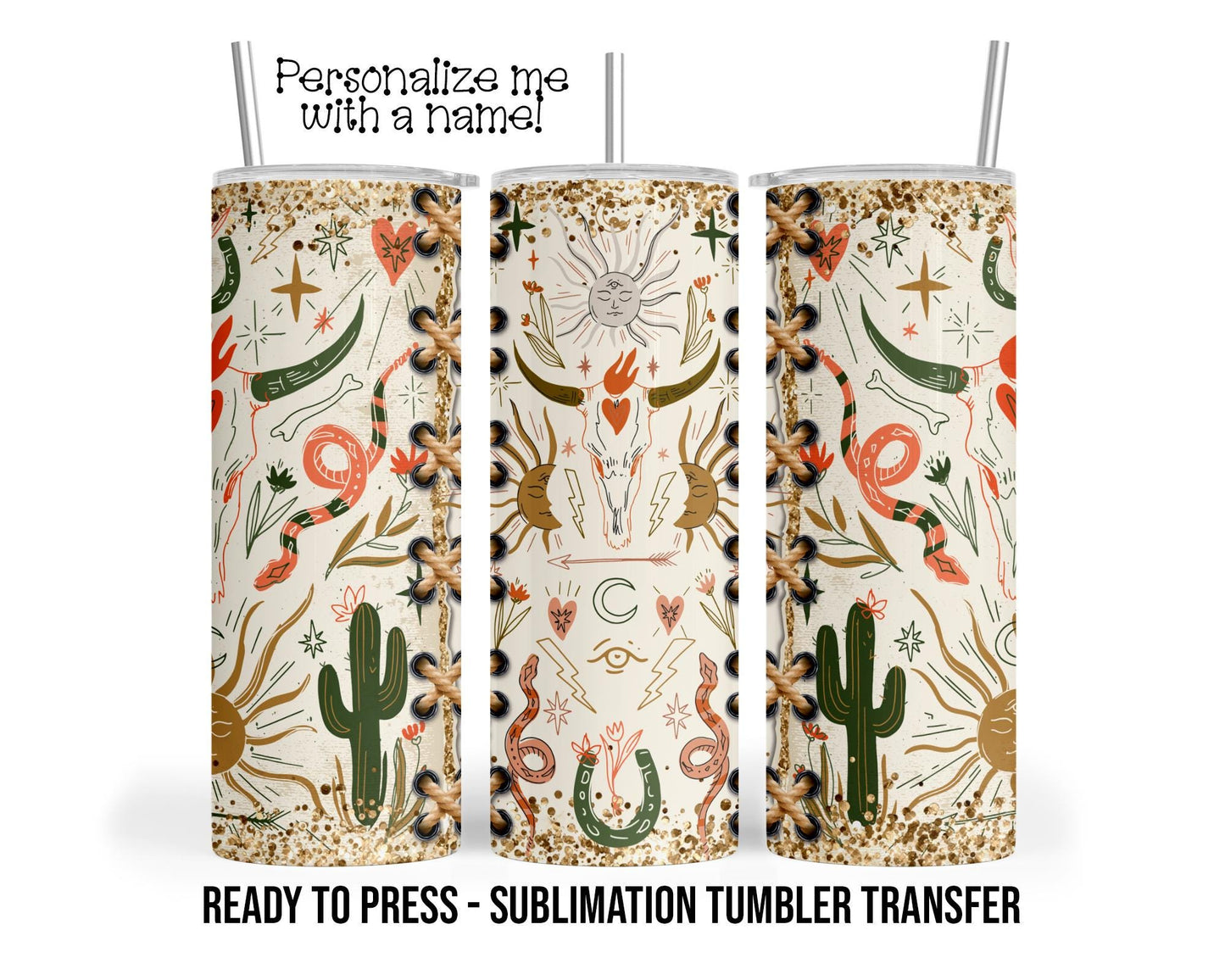 Western Desert Theme Sublimation Tumbler Transfer Print For 20 oz - 30 oz  Tumbler - Ready To Press  Heat Press Transfers