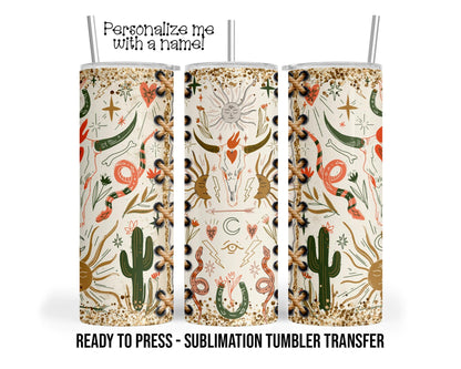 Western Desert Theme Sublimation Tumbler Transfer Print For 20 oz - 30 oz  Tumbler - Ready To Press  Heat Press Transfers