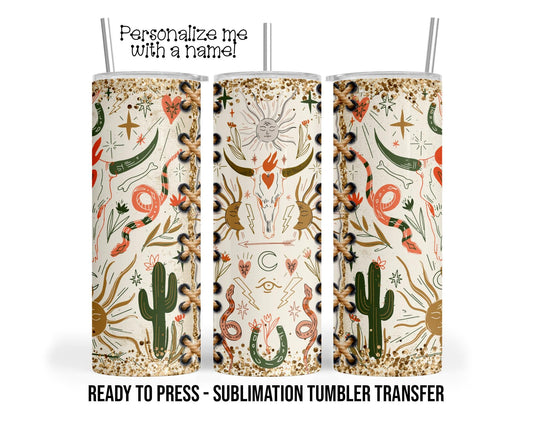 Western Desert Theme Sublimation Tumbler Transfer Print For 20 oz - 30 oz  Tumbler - Ready To Press  Heat Press Transfers