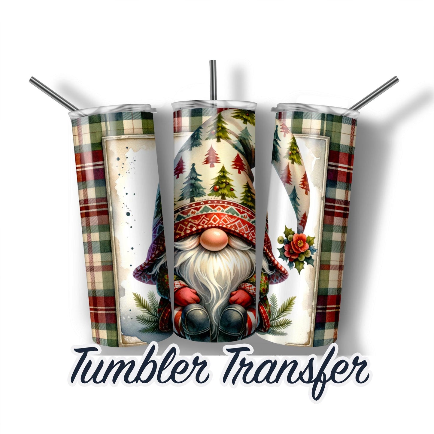Christmas Gnomes Ready to Press Sublimation Transfer Print 20 oz - 30 oz Tumblers  Ships Next Day