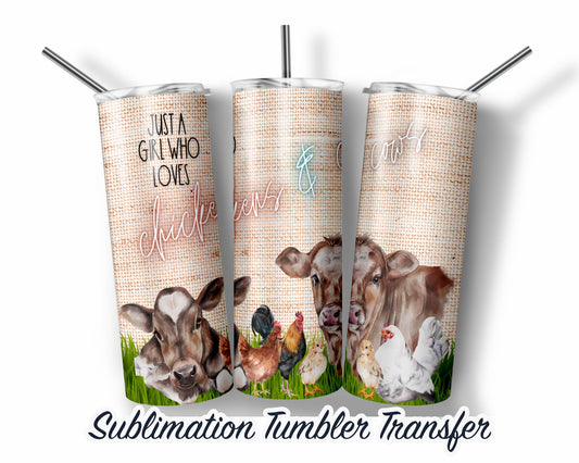 Chickens and Cows  Sublimation Transfer Print For 20 oz Tumbler - 30 oz Skinny Tumbler - Ready to press - Heat Transfers SHIPS NEXT DAY