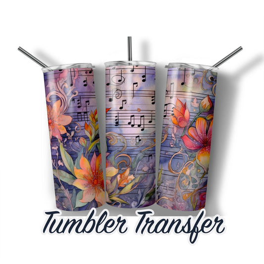 Music Themed Ready to Press Sublimation Transfer Print 20 oz - 30 oz Tumblers  Ships Next Day