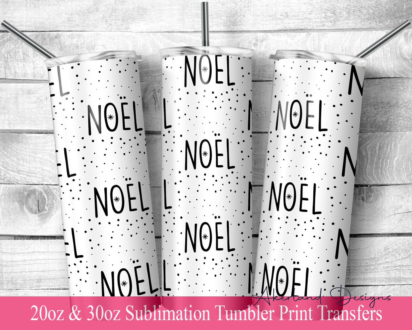 Mono Christmas Tumbler  Sublimation Transfer Print For 20 oz Tumbler - 30 oz Tumbler - Ready to Press - Heat Transfer