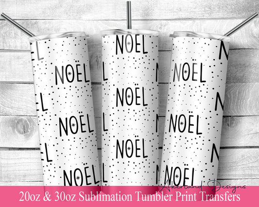 Mono Christmas Tumbler  Sublimation Transfer Print For 20 oz Tumbler - 30 oz Tumbler - Ready to Press - Heat Transfer