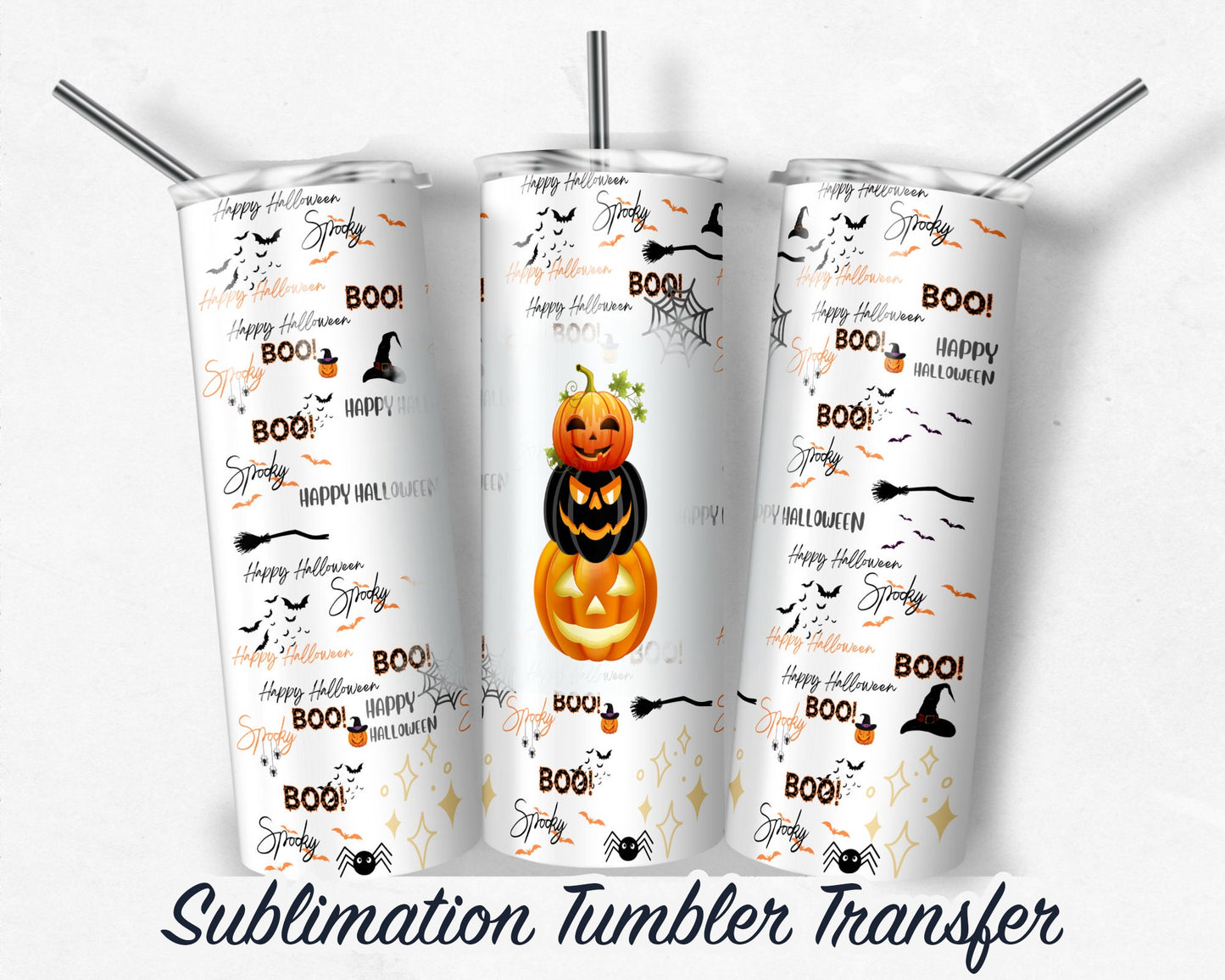 Halloween  Sublimation Transfer Print For 20 oz Skinny Tumbler - 30 oz Skinny Tumbler - Ready To press - Heat Transfers