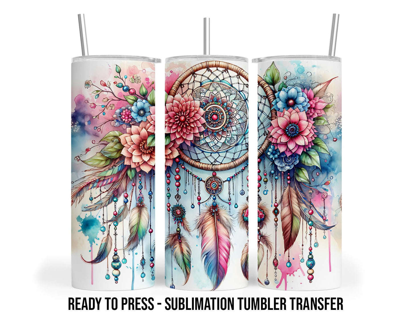 Dream Catcher Sublimation Transfer Print For 20 oz - 30 oz Skinny Tumbler - Ready To press - Heat Transfers SHIPS NEXT DAY