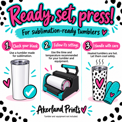 Akerland Prints sublimation tumbler transfer pressing guide
