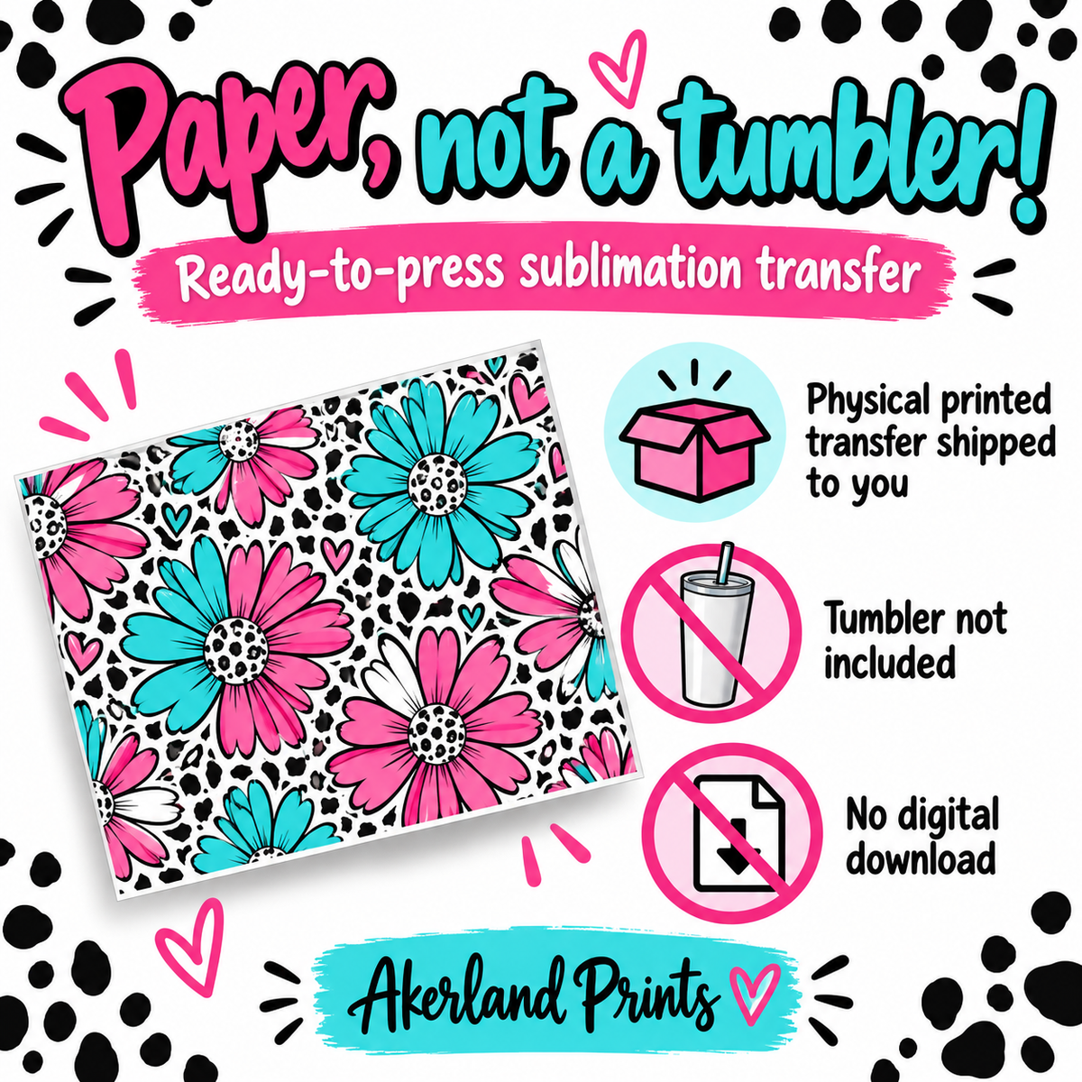Akerland Prints sublimation tumbler transfer whats included