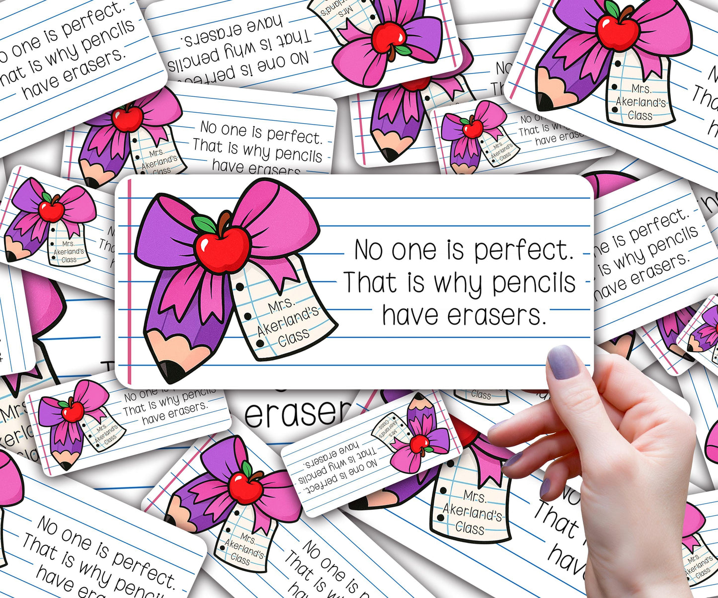 Pencil Dispenser Vinyl Decal Personalized with a name Waterproof Vinyl Decal for Teacher's Classroom Pencil Dispensers, 3.5in x 7.5in