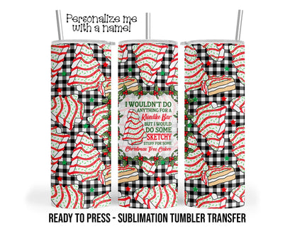 Sketchy Christmas Tree Cakes Sublimation Tumbler Transfer Print 20oz Tumbler, Ready To press Heat Transfer SHIPS NEXT DAY