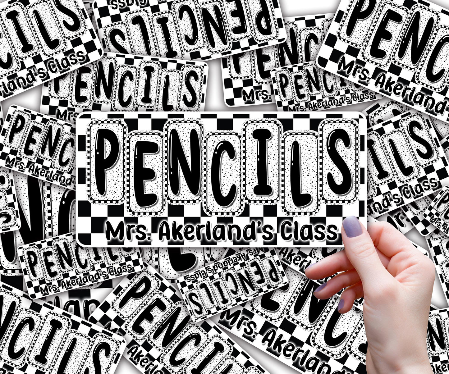 Pencil Dispenser Vinyl Decal Personalized with a name Waterproof Vinyl Decal for Teacher's Classroom Pencil Dispensers, Monogrammed Decals