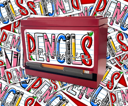 Custom Pencil Dispenser Vinyl Decal Personalized with a name, Waterproof Decal, Classroom, Teacher Appreciation Gift Approx. 3.5x7.5 inches