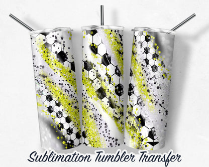 Yellow Soccer  Sublimation Transfer Print For 20 oz Tumblers - 30 oz Tumblers - Ready To press - Heat Transfers