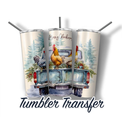 Christmas Chicken's  Sublimation Transfer Print For 20 oz Tumblers - 30 oz Tumblers - Ready To press - Heat Transfers SHIPS NEXT DAY