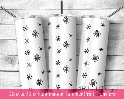 Mono Christmas Tumbler  Sublimation Transfer Print For 20 oz Tumbler - 30 oz Tumbler - Ready to Press - Heat Transfer