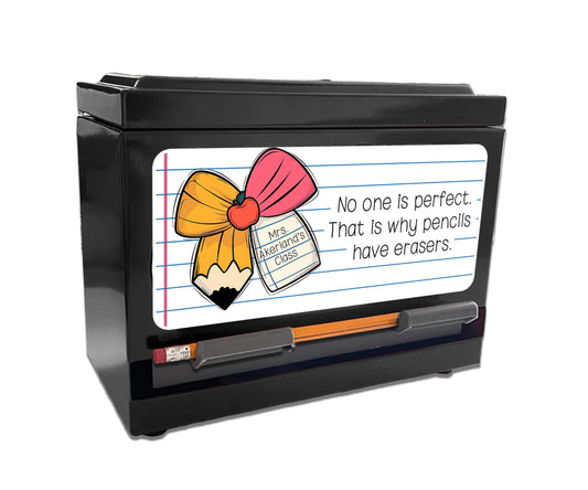 Pencil Dispenser Vinyl Decal Personalized with a name Waterproof Vinyl Decal for Teacher's Classroom Pencil Dispensers, Add your own quote!