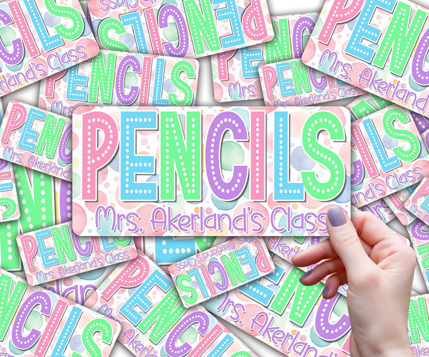 Pencil Dispenser Waterproof Vinyl Decal Personalized with a name, Teacher's Classroom Pencil Dispensers, Choose your color font for the name