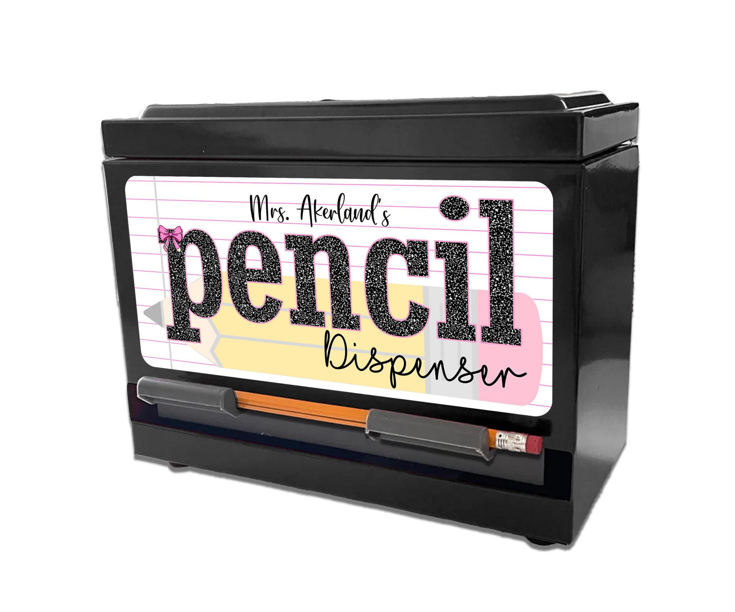 Custom Pencil Dispenser Waterproof Vinyl Decal OR Magnetic Decal Personalized with a name,  Pastel Pencil Theme, Teacher Appreciation Gift