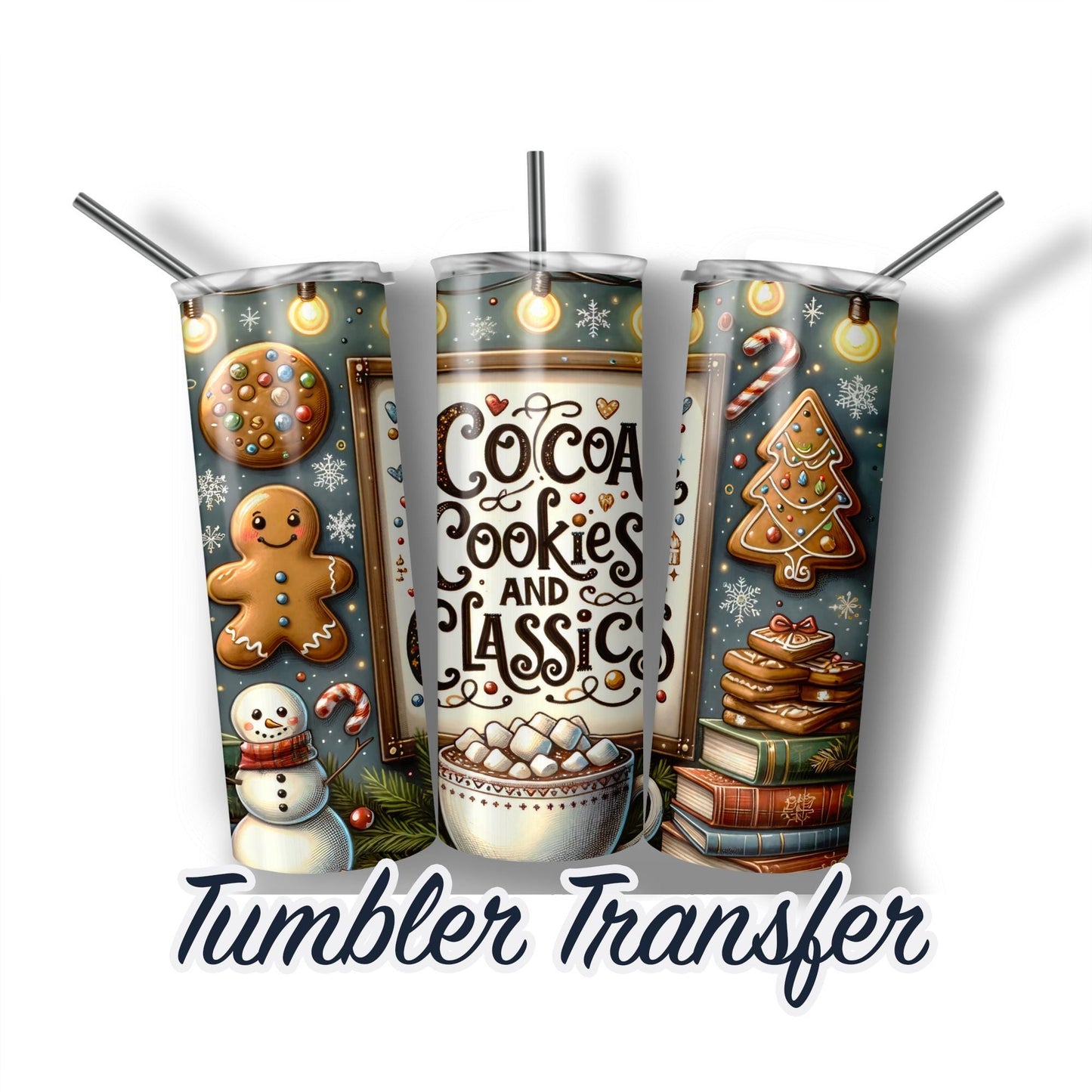 Gingerbread Sublimation Transfer Print For 20 oz - 30 oz Tumbler - Ready To press Heat Transfers - Not a Digital SHIPS NEXT DAY