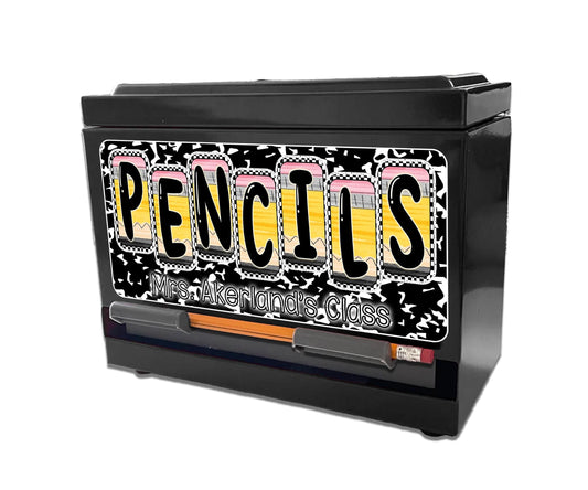 Pencil Dispenser Vinyl Decal Personalized with a name Waterproof Vinyl Decal for Teacher's Classroom Pencil Dispensers, Monogrammed Decals