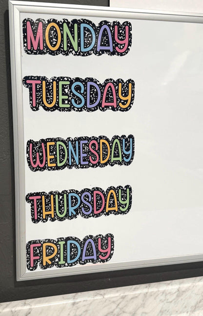 Days of the Week whiteboard Magnets, Teacher Rainbow Classroom Decor, Approx 3in x 10in, Custom classroom magnets, Monday - Friday or Custom