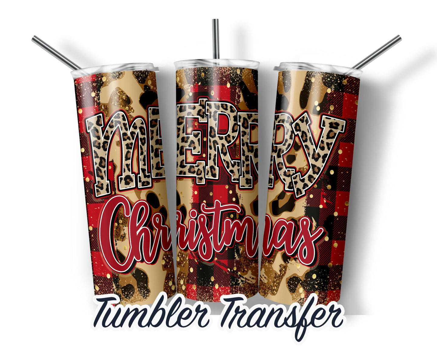 Merry Christmas  Sublimation Transfer Print For 20 oz - 30 oz Tumbler - Ready To press - Heat Transfers