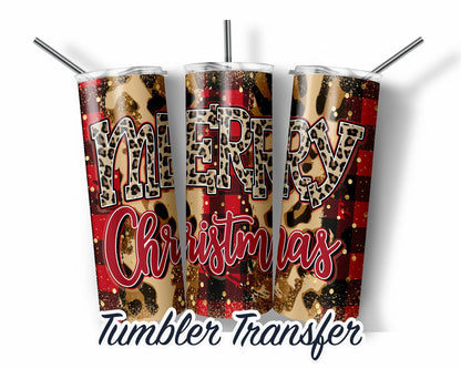 Merry Christmas  Sublimation Transfer Print For 20 oz - 30 oz Tumbler - Ready To press - Heat Transfers