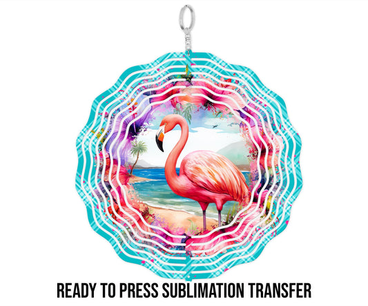 Flamingo Wind Spinner Sublimation Ready To press Heat Transfer SHIPS NEXT DAY