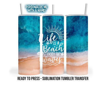 Sublimation Transfer Print For 20 oz & 30 oz Tumblers - Beach Tumbler Decal - Ready To Press