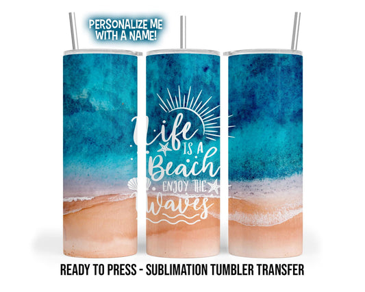 Sublimation Transfer Print For 20 oz & 30 oz Tumblers - Beach Tumbler Decal - Ready To Press