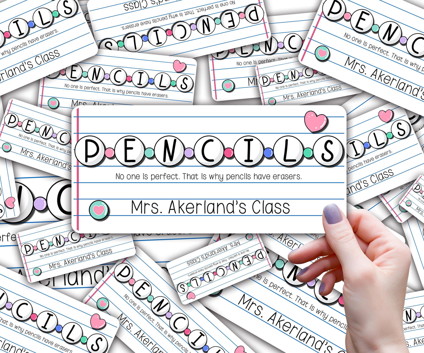 Pencil Dispenser Vinyl Decal Personalized with a name Waterproof Vinyl Decal for Teacher's Classroom Pencil Dispensers, Friendship Theme