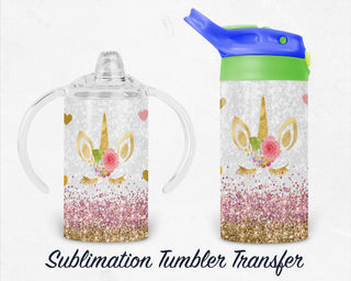 Unicorn 12 oz Kids Sublimation Tumbler Transfer  - Ready To press - Heat Transfers SHIPS NEXT DAY
