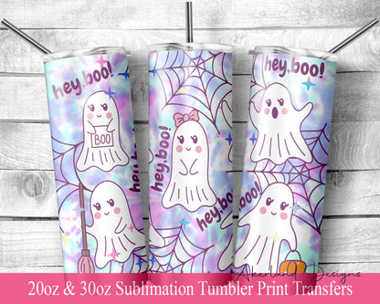 Halloween Ghost BOO Sublimation Transfer Print For 20 oz Tumbler - 30 oz Skinny Tumbler - Ready To press - Heat Transfers - Fast Shipping