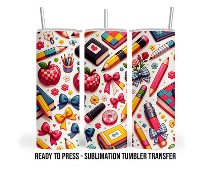 School Teacher Theme Sublimation Transfer Print For 20 oz Tumbler - 30 oz Tumbler - Ready to press Heat Transfers SHIPS NEXT DAY