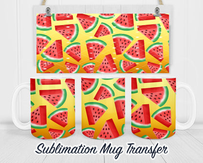 Watermelon - Sublimation Transfer Print For 11 oz - 15 oz Mugs - Ready To press - Heat Transfer