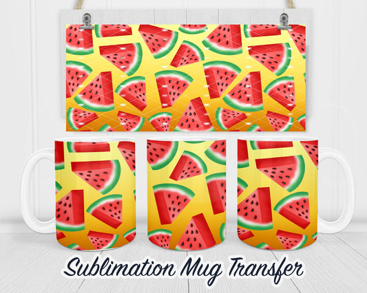 Watermelon - Sublimation Transfer Print For 11 oz - 15 oz Mugs - Ready To press - Heat Transfer