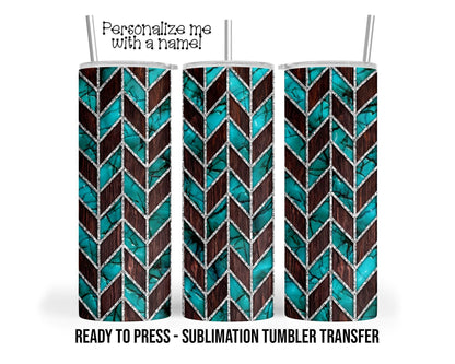 Sublimation Tumbler Transfer – Turquoise Tangram Print for 20 oz & 30 oz Skinny Tumblers