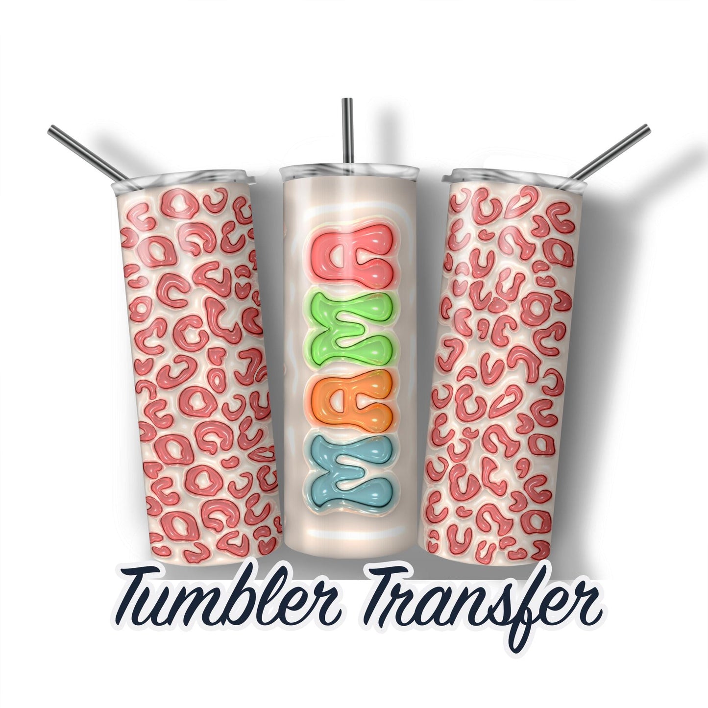 Mama 3D Puff Sublimation Transfer Print For 20 oz or 30 oz Skinny Tumbler Ready To press - Heat Transfers SHIPS NEXT DAY