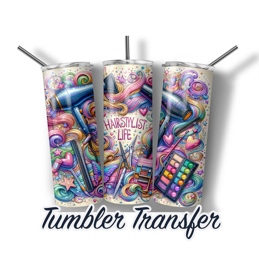 Hairstylist Sublimation Transfer Print For 20 oz Tumblers - 30 oz Tumblers - Ready To press - Heat Transfers Ships Next Day