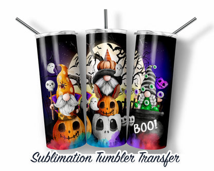 Halloween Gnomes  Sublimation Transfer Print For 20 oz Tumbler - 30 oz Skinny Tumbler - Ready To press - Heat Transfers