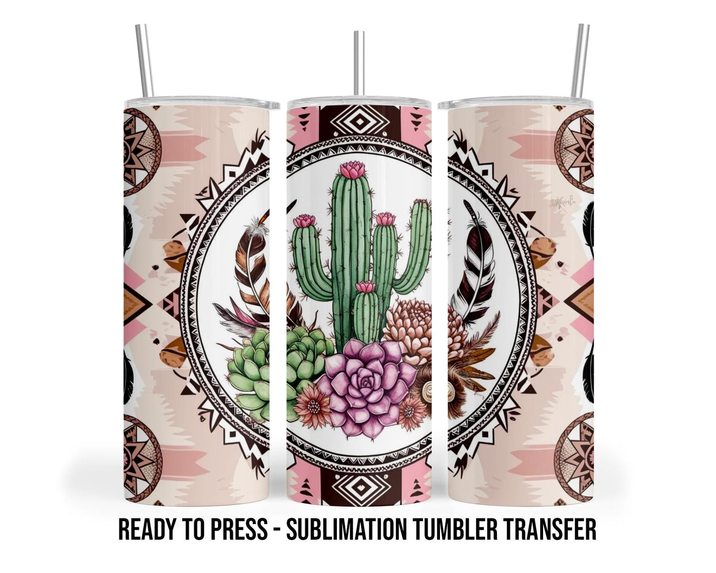 Western Sublimation Transfer Print For 20 oz - 30 oz Skinny Tumbler - Ready To press - Heat Transfers SHIPS NEXT DAY