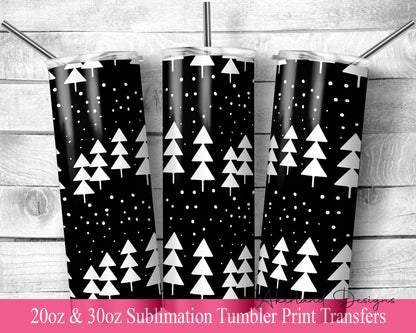 Mono Christmas Tumbler  Sublimation Transfer Print For 20 oz Tumbler - 30 oz Tumbler - Ready to Press - Heat Transfer
