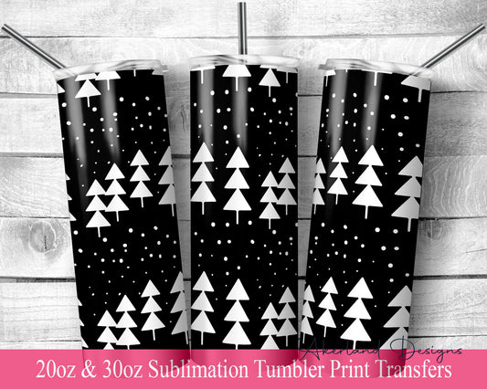 Mono Christmas Tumbler  Sublimation Transfer Print For 20 oz Tumbler - 30 oz Tumbler - Ready to Press - Heat Transfer