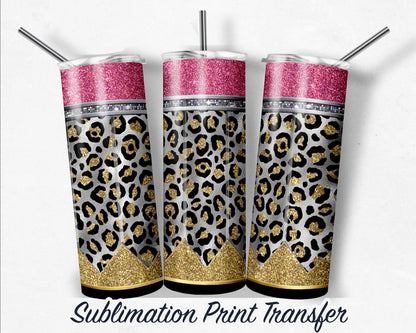 Leopard Pencil  Sublimation Transfer Print For 20 oz Tumbler - 30 oz Skinny Tumbler - Ready To press - Heat Transfers