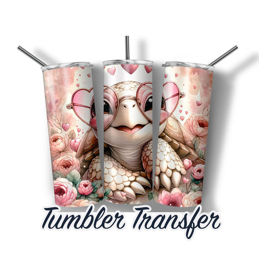 Turtle Love Valentine Sublimation Transfer Print For 20 oz Tumbler - 30 oz Skinny Tumbler - Ready to Press Heat Transfers - Ships Next Day