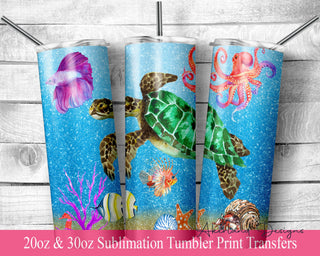 Turtle Tumbler Sublimation Transfer | 20 oz & 30 oz