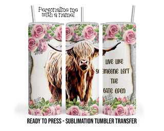Highland Cow Sublimation Tumbler Transfer Print For 20 oz Tumblers - 30 oz Tumblers - Ready To press - Heat Transfers SHIPS NEXT DAY